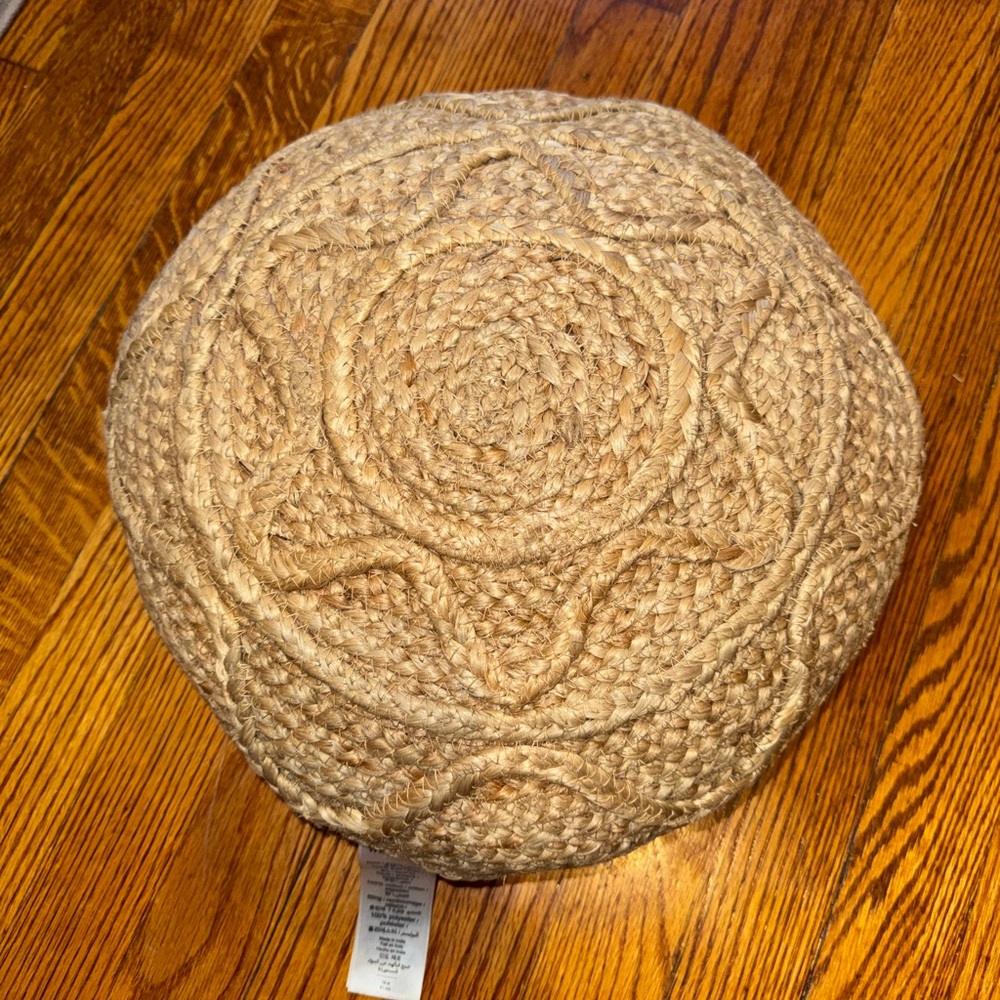 West Elm Braided Jute Pouf in Natural Tan